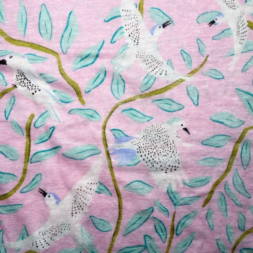 Cynthia Rowley 100% Linen Pink Tropical Birds Top Blouse - Picture 12 of 12